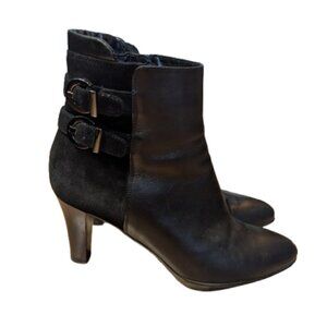 Aquatalia Weatherproof Leather & Suede Booties | Black | Heeled